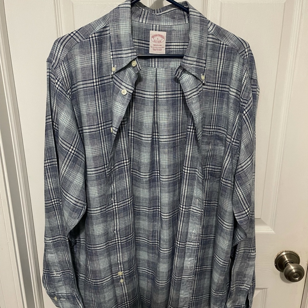 Brooks Brothers Irish Linen Button Down Shirt L
